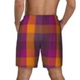 thumbnail image 2 of Lsque Mens Swim Trunks Purple Yellow Buffalo Plaid Pattern - Bathing Suit Compression Liner - Beach Swim Shorts Swimwear - (S-3XL) - Stretch Quick Dry -Medium, 2 of 9