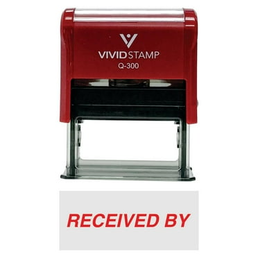 Vivid Stamp Received By Self-Inking Office Rubber Stamp (Red) - Large