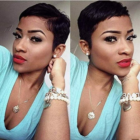 Hotkis Human Hair Short Cut Wigs For Women Short Pixie Wigs Can Be