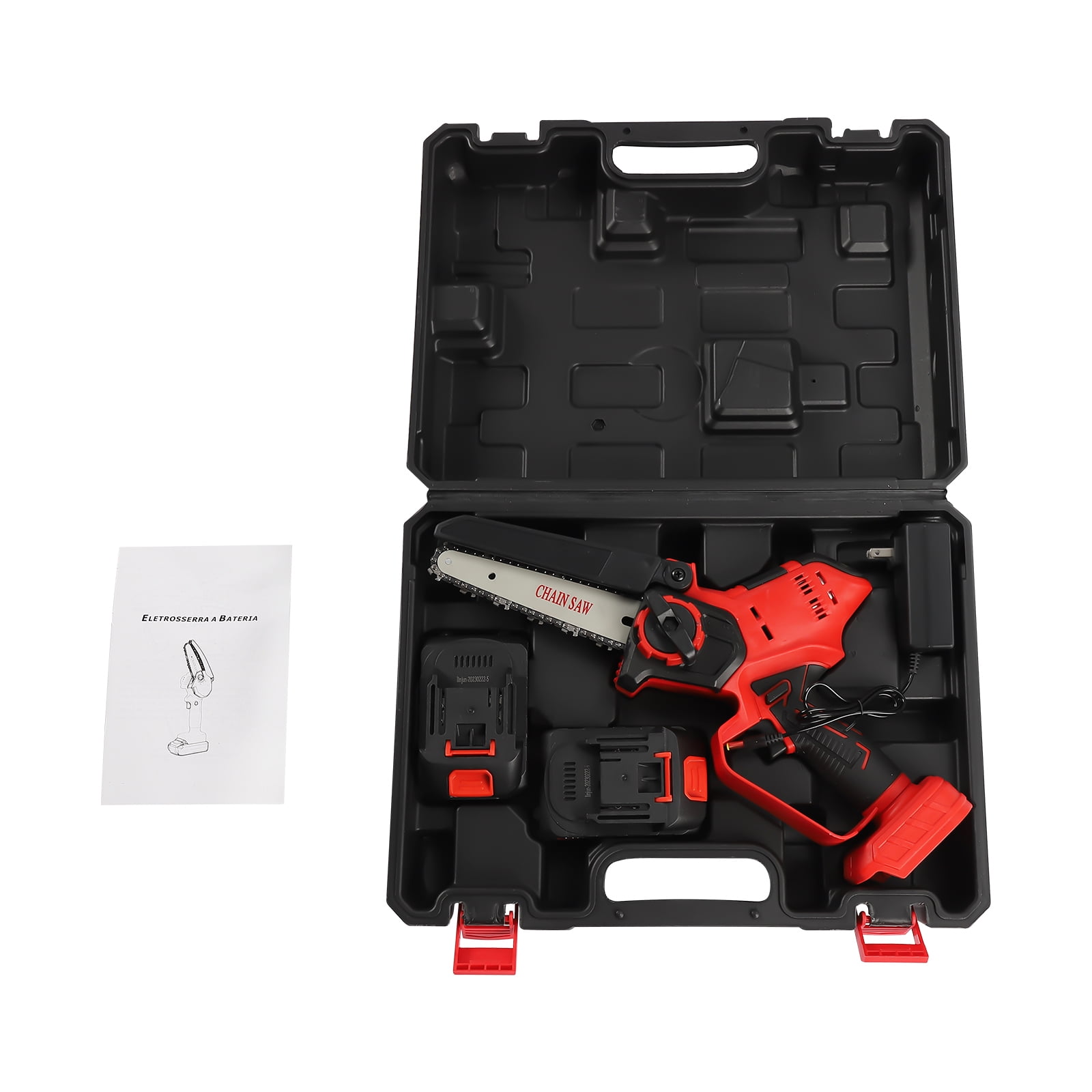 Wildnix Lithium battery chain saw with 800m/min speed, 65# carbon steel blade, adjustable baffle, lightweight 4.3 lbs, for cutting large wood, with two 21V batteries