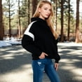 thumbnail image 3 of Women's Oversized Hoodie with Contrast Shoulder Stripes, 3 of 6