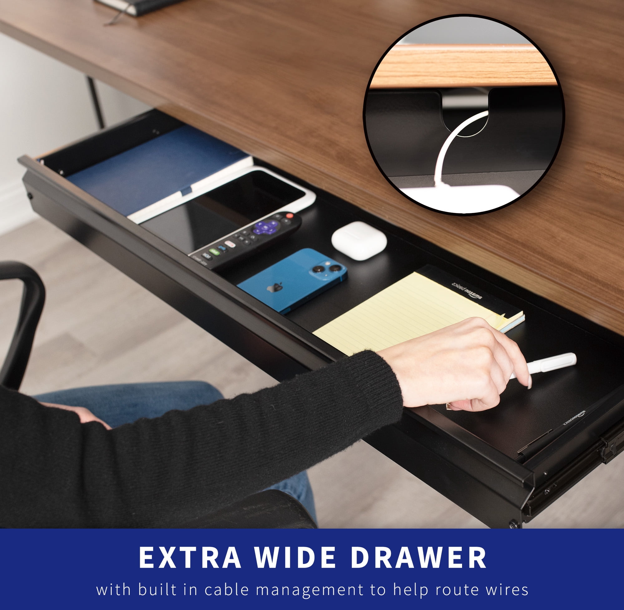 VIVO Black Extra Large 33 inch Under Desk Pull Out Storage Drawer for Desk