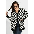 thumbnail image 6 of CASSIE LIZ Womens Sweaters Plus Size Fall Cardigans for Women Fashion Black White Checkered Open Front Cardigans Casual Winter Long Sleeve Lightweight Knit Holiday Sweaters with Pocket XL 14W-16W, 6 of 11