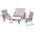 thumbnail image 2 of LOKATSE HOME 4 Pieces Patio Conversation Set with 2 Outdoor Padded Motion Chairs and Swing Bench LoveSeat Dining Table, 4pcs, Grey-4pcs, 2 of 13