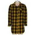 thumbnail image 5 of Womens Flannel Plaid Shirt Shackets Mid Length Pocketed Button Up Casual Lightweight Fall Spring Jacket Blouses (S, Yellow), 5 of 7