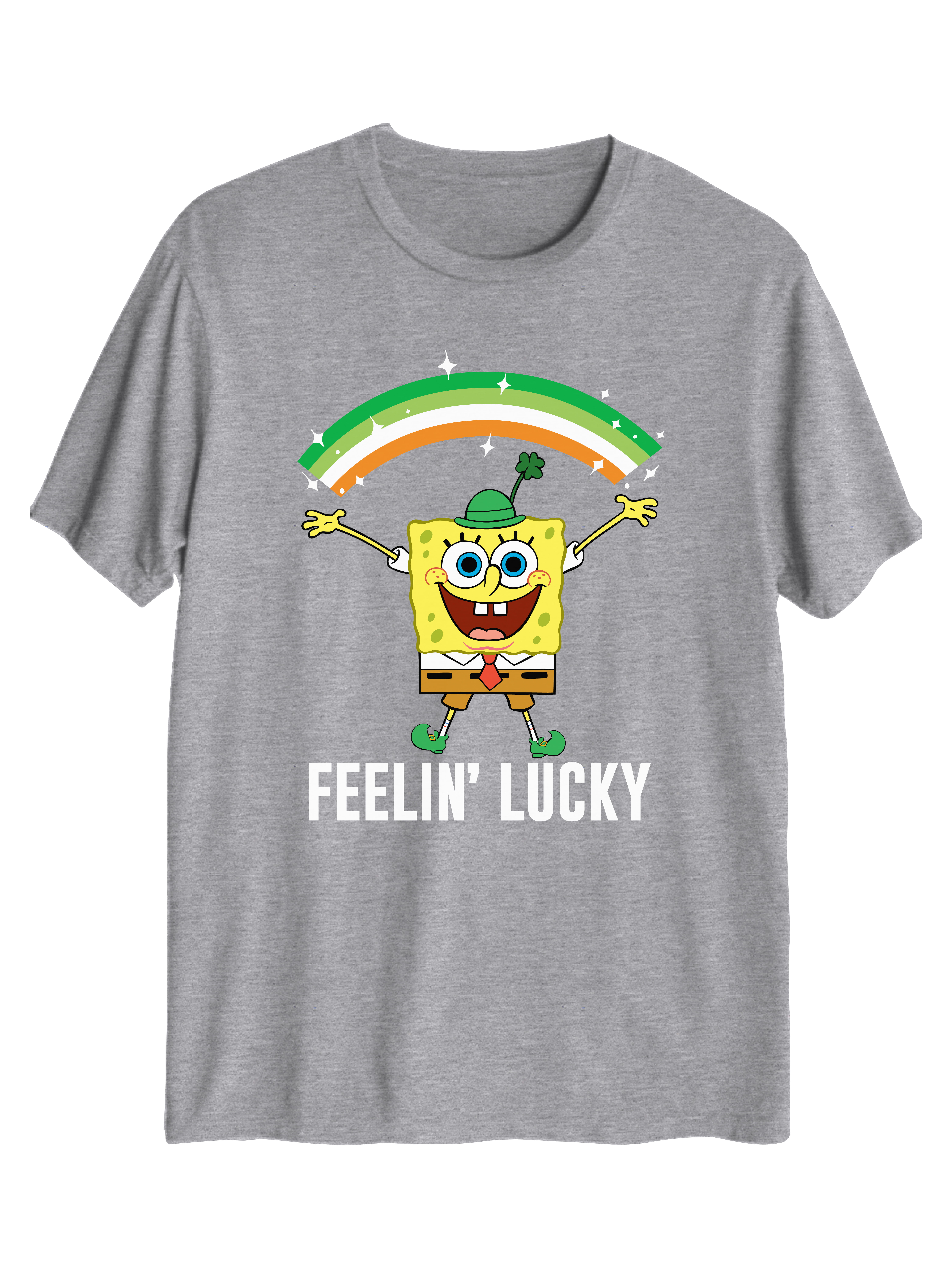 Nickelodeon Mens T-Shirt Green Large L Spongebob & Patrick X-Mas Graphic Tee 253