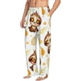 thumbnail image 2 of Uemuo Sloth Yoga Pattern Men's Wide Leg Palazzo Lounge Pants with Pockets Light Weight Loose Comfy Casual Pajama Pants-Small, 2 of 9