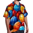 thumbnail image 2 of Basketball Men's Casual Printed Button Down Short Sleeve Poplin Hawaiian Beach Shirt with Spread Collar Tops, 2 of 6