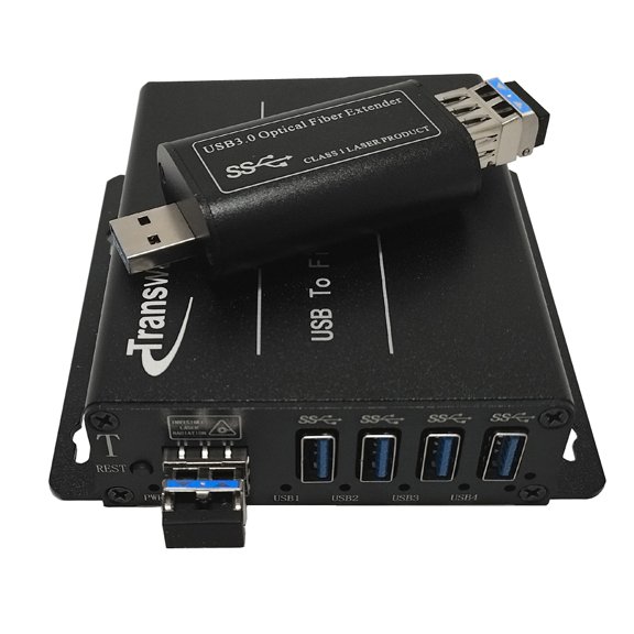 Transwan USB 3.0 Hub Fiber Optic Extender to Max 250 Meters with 10 Gbps SFP Module, USB 3.0 Splitter 1 to 4 Ports Over 2 Fibers , Supports 5 Gbps Super-Speed, Supports Kinect Devices & HD Camera etc
