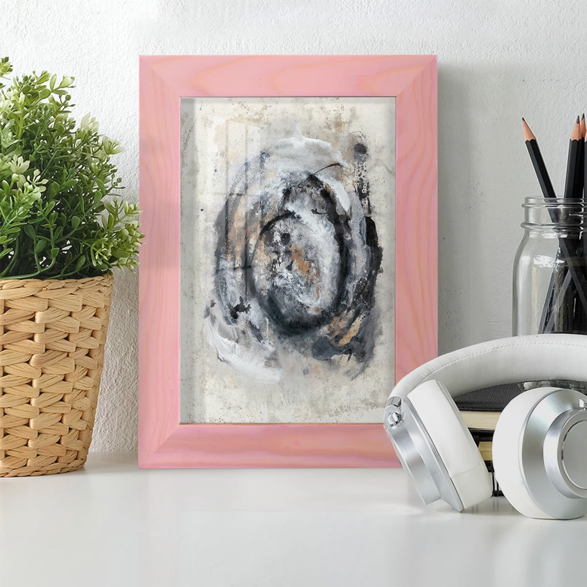Circular Energy IV -Framed Print w/glass-Sunset Pink