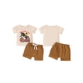 thumbnail image 3 of Aojekbee 2Pcs Baby Boy Western Outfits Short Sleeve Horse Print Tops + Solid Shorts Set Toddler Summer Clothes, 3 of 10