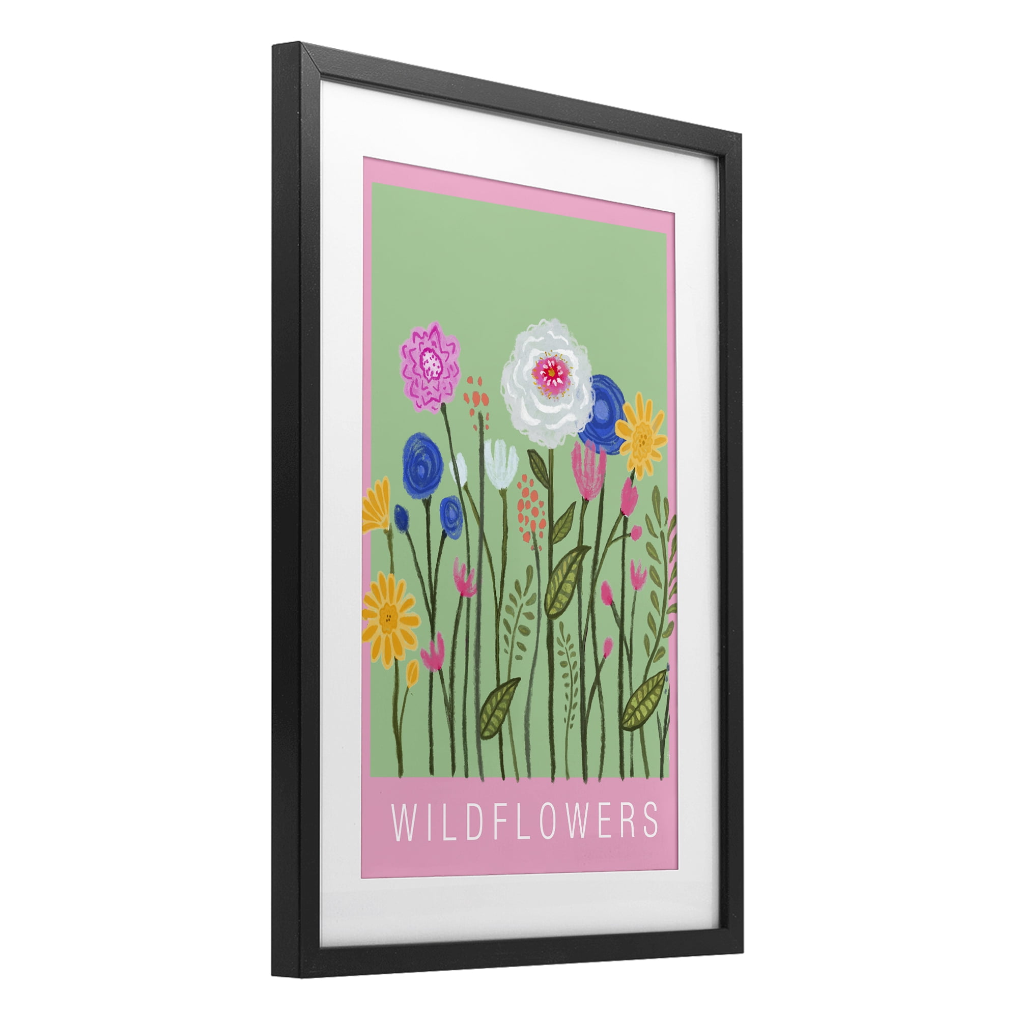 Stupell Industries Wild Flowers with Pink Border Black Framed Print Under Glass, design by Elizabeth Medley