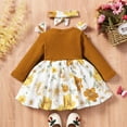 thumbnail image 2 of YEEDISON Spring Fall Princess Dress 2 Pcs Bow Patchwork Long Sleeve Baby Dress+headband Flower Print Baby Clothes for 3M-3Y, 2 of 4