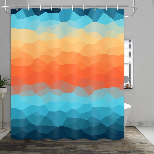 Cortina de ducha JAWO Ombre, color degradado, 150 x 180 cm, verde azul/naranja