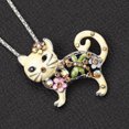 thumbnail image 3 of QQTDFG Multicolor Enamel Crystal Flower Cat Kitten Pendant Chain Women Necklace/Brooch-Pink, 3 of 5