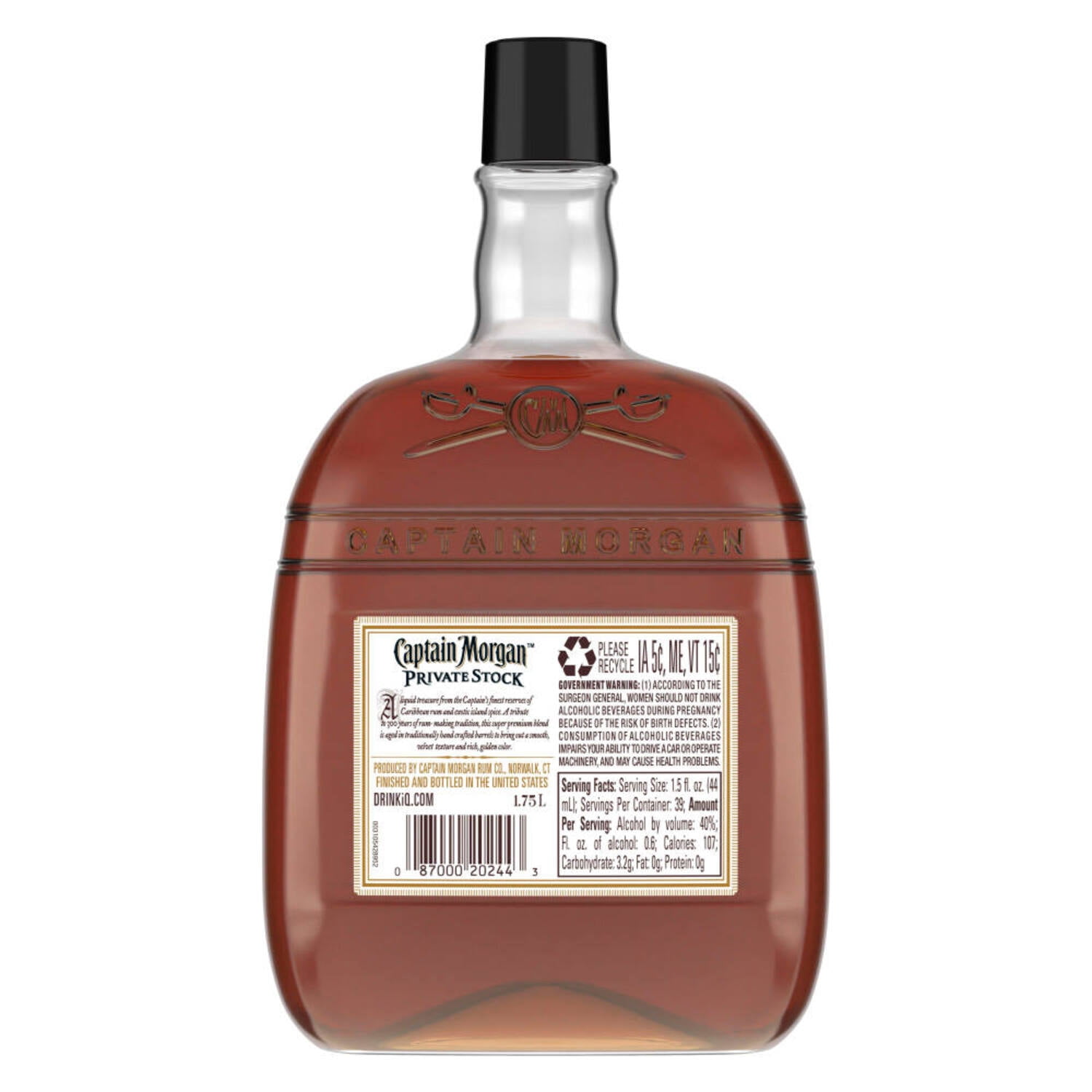 Captain Morgan Private Stock Spiced Rum, 1.75 L Bottle, 40.0% ABV