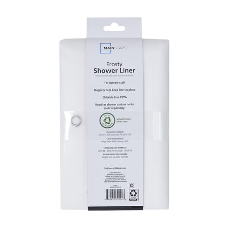 MAINSTAYS MEDIUM WEIGHT PEVA SHOWER LINER 54″ X 78″ FOR BATHROOM STALL – FROSTY
