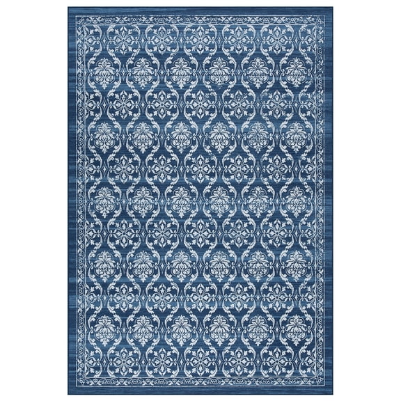 CAROMIO Vintage Rugs Oriental Floral Distressed Accent Rug Machine Washable Rug Non-Slip Rug Boho Living Room Rug, 9' x 12' Blue