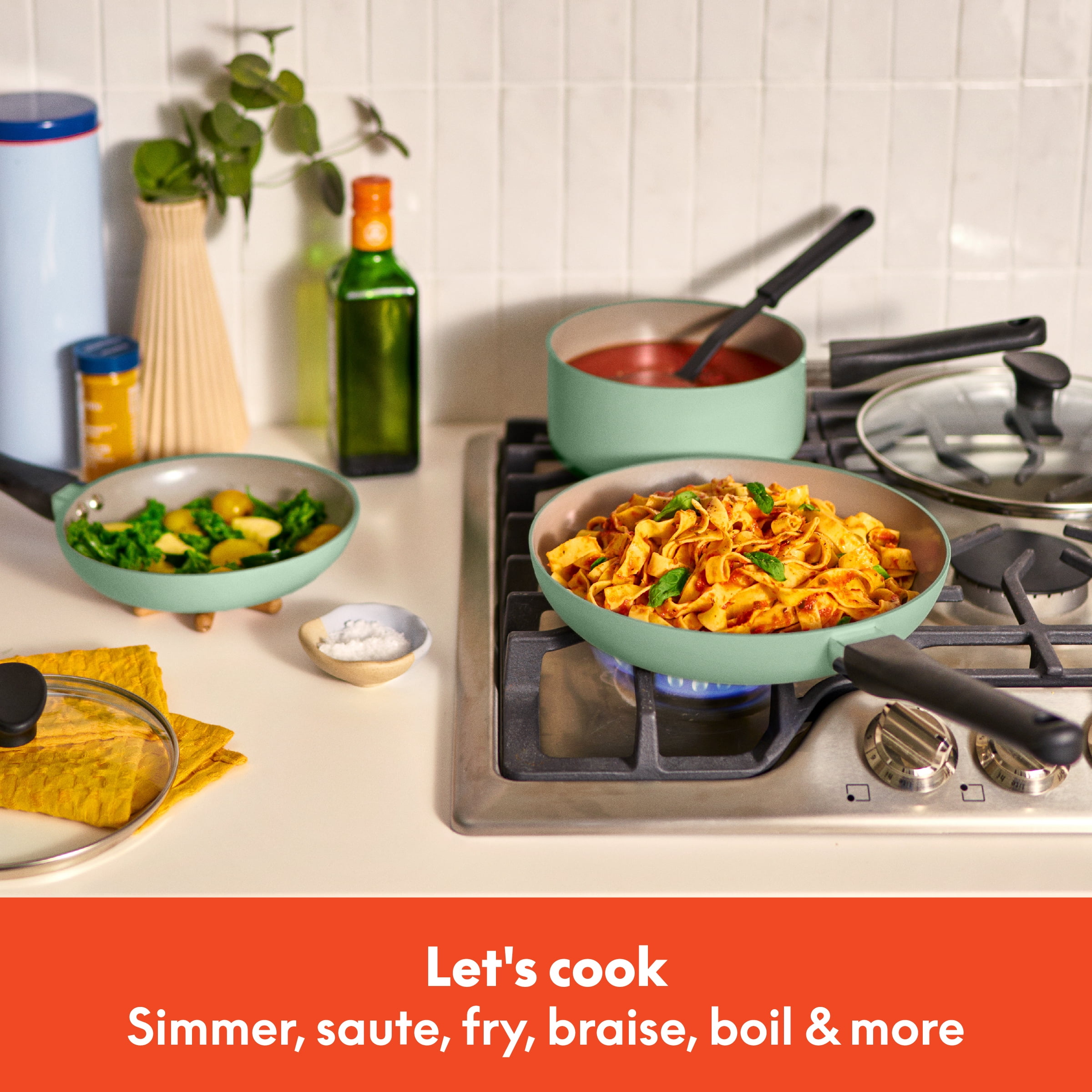 Bella 12 Piece Ceramic Nonstick Cookware Set, Seaglass