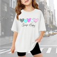 thumbnail image 2 of Shirts for Girls Size 7-8 Short Sleeve Casual Round Neck Fashion Cute Print T-Shirt Soft and Comfortable Oversized Pullovers(Heart, X03-White, 7-8 Years), 2 of 6