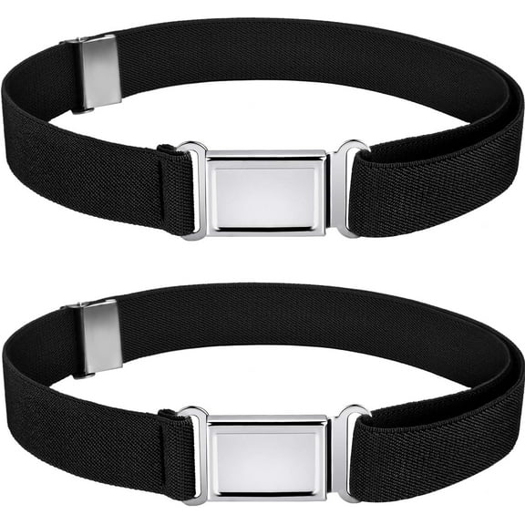 Kids Magnetic Belt Boys Adjustable Elastic Belt with Magnetic Buckle for Toddlers Girls-Black