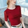 thumbnail image 3 of SWSMCLT Women's Casual Blouse Shirt Comfy Breathable Chic Fall Pull On Blouse Top Crew Neck Elbow Sleeve Blouse Red 8, 3 of 3