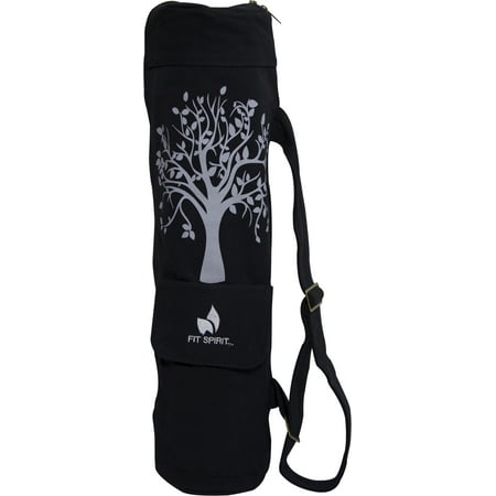 Fit Spirit Tree of Life Exercise Yoga Bag With 2 Cargo Pockets - Black (MAT IS NOT