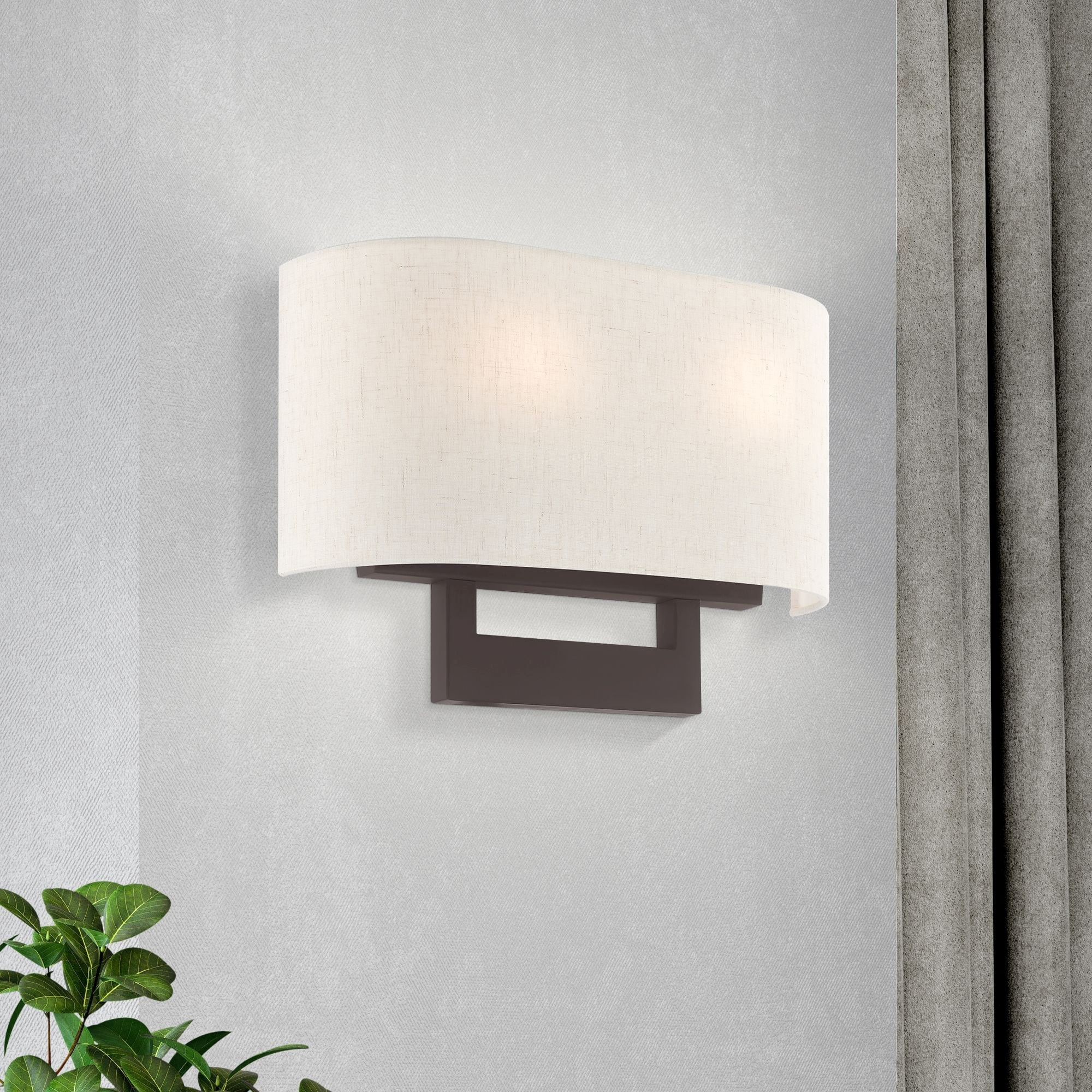 Livex Lighting 2-Light Contemporary Metal & Fabric Wall Sconce in Bronze