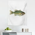 thumbnail image 1 of Bass Fish Tapestry, Local Activity Bay Hunting Sea Animal Catching Artwork on Plain Back, Fabric Wall Hanging Decor for Bedroom Living Room Dorm, 5 Sizes, Laurel Green Tan Fawn, by Ambesonne, 1 of 1
