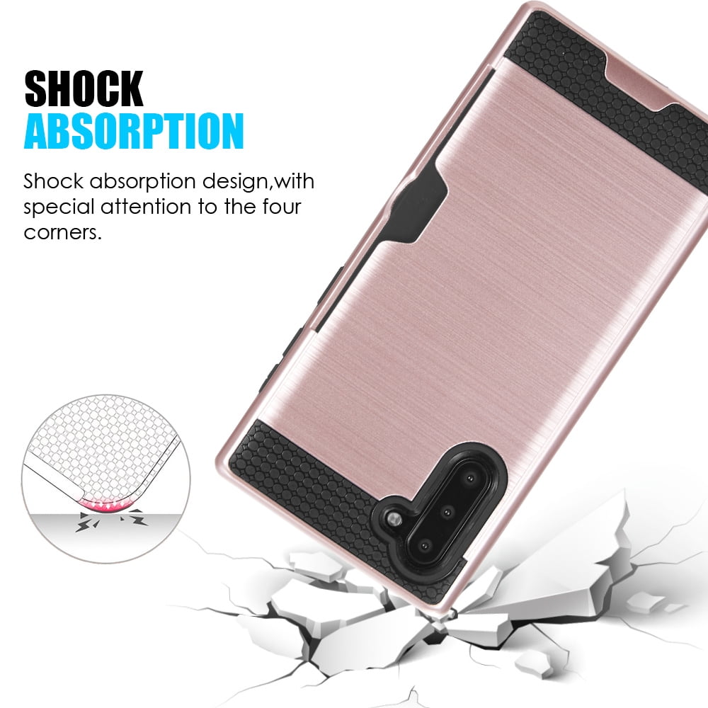 Hybrid Rugged Case Designed for Galaxy Note 10 (2019) With Rotating Ring Holder And Dedicated Card Slot (Pink)