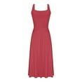 thumbnail image 4 of Njagoc3 Womens Square Neck Solid Midi Dress for Summer Casual & Minimalist Styling, 4 of 6