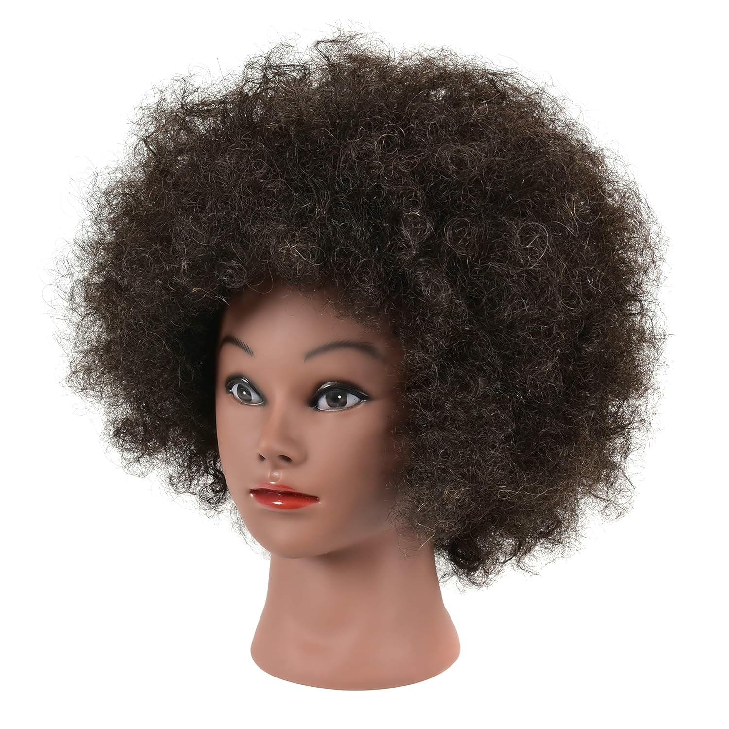 RYHAIR Kinky Curly 100% Human Hair Mannequin Head for Practice Braiding Styling Updos Cosmetology Barber Training with Stand