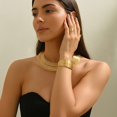 thumbnail image 3 of Geometric Line Design Choker Adjustable Layered Metal Jewelry Four Piece Bracelet Necklace Combo For, 3 of 6