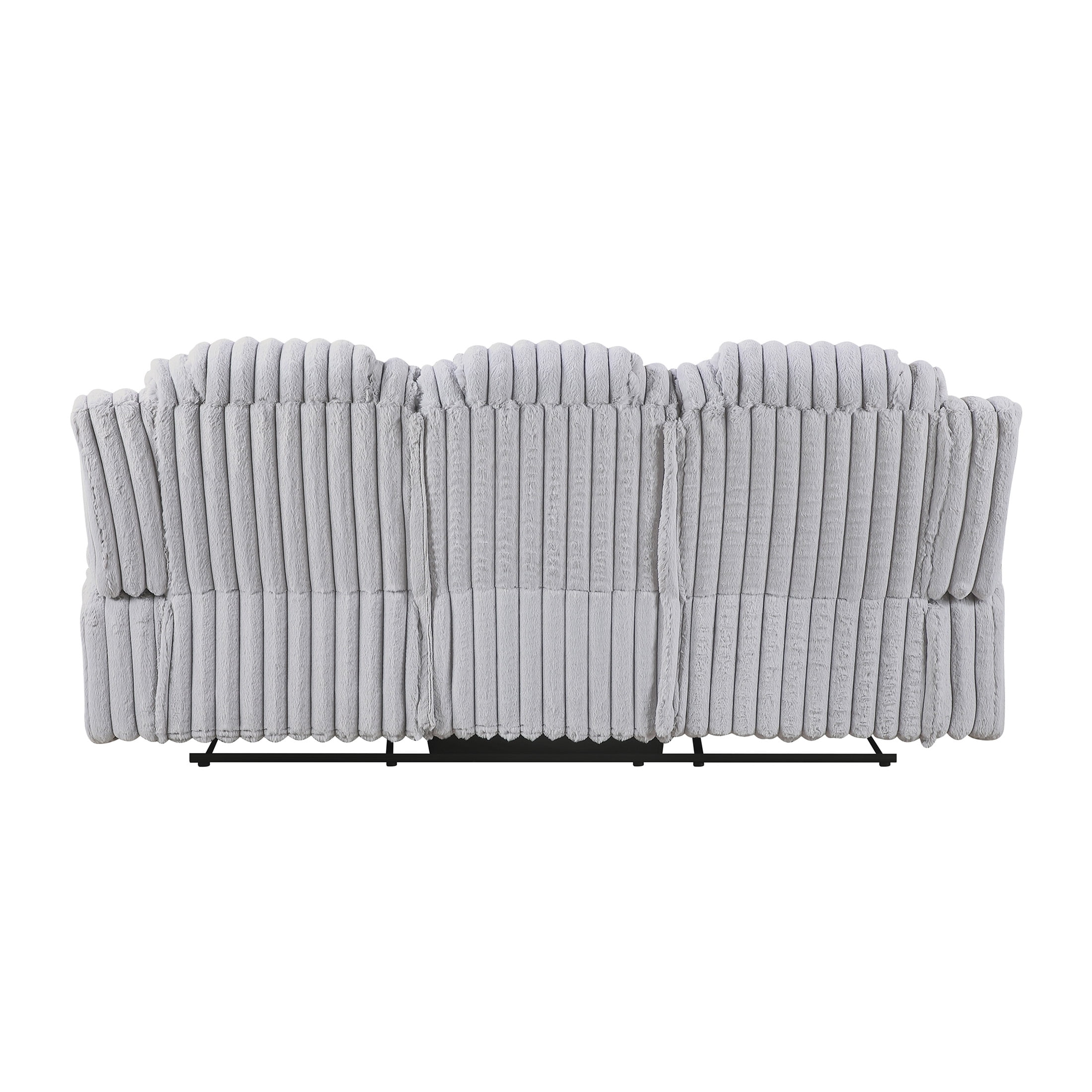 OakvillePark Lumora Corduroy Manual Double Reclining Sofa with Cup Holders, Light Gray