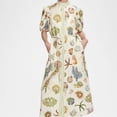 thumbnail image 6 of Ocean Print Midi Dress Women Puff Sleeve Button Front Belted Casual Summer Dress, 6 of 8