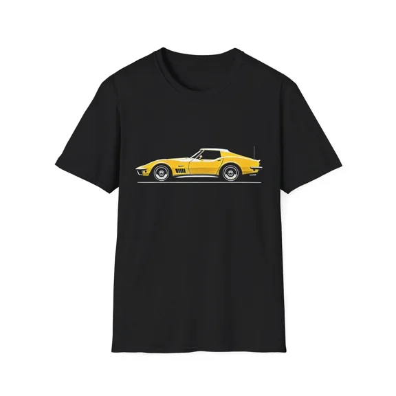 1969 Corvette C3 Stingray T-Shirt – Yellow Side View Classic Car Graphic