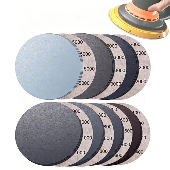 70Pcs 6 Inch Wet Dry Sanding Paper Discs, 400-5000 Grit Sandpaper for Random Orbital Sander, Sandpaper Assortment for Automotive Wood Metal Glass Polishing
