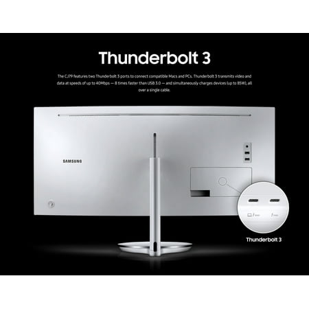 Samsung - 34” ViewFinity CJ791 QHD FreeSync Thunderbolt Monitor with speakers - White/Silver
