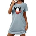 thumbnail image 1 of Tnhcen Robe de Nuit pour Femmes Saison Effrayante Grande Taille Imprimé Dessin Animé Manches Courtes Col Rond Polyester Spandex Doux P-2TG pour des Nuits d'Halloween Douillettes, 1 of 5