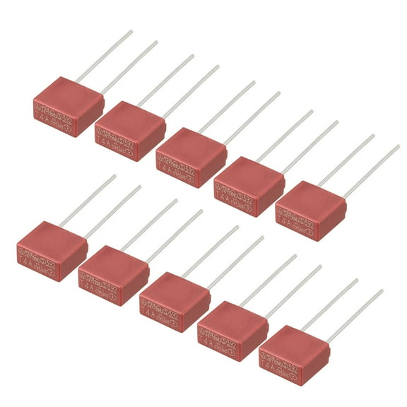 10Pcs DIP Mounted Miniature Square Slow Blow Micro Fuse T4A 4A 250V Red