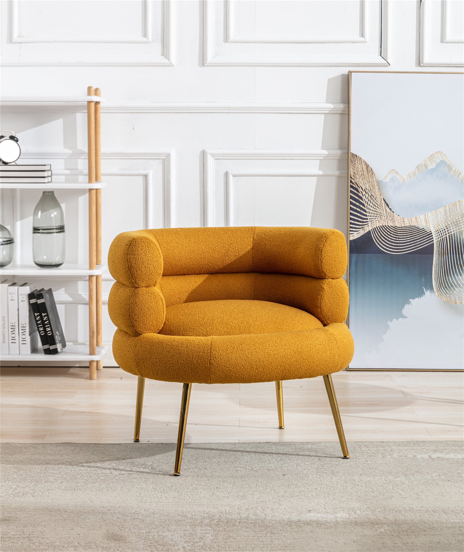 Upholstered Accent Chair, Modern Barrel Living Room Reading Chair