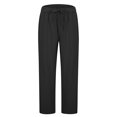 thumbnail image 4 of Pants for Women Wide Leg Pants Woman Women's Solid Color Loose Comfort And Linen Drawstring Elastic Waist Pocket Straight Leg Trousers Casual Pants, 4 of 7