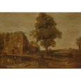 thumbnail image 2 of Aert van der Neer 18x14 Black Ornate Wood Framed Double Matted Museum Art Print Titled - Landscape with an Inn (1639), 2 of 5