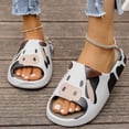 thumbnail image 2 of Cloud Slides for Women and Men Platform House Slippers Nonslip Quick Drying Soft Lightweight Shower Shoes Slip on Open Toe Sandals Khaki Size 8.5, 2 of 7