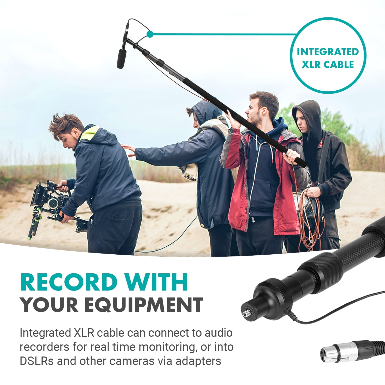 Movo XLR Shotgun Microphone & Boom Pole Kit – Professional Location Sound Recording Bundle with Shotgun Mic and Boompole with Internal XLR Cable for Filmmaking, ENG, and Broadcast Audio