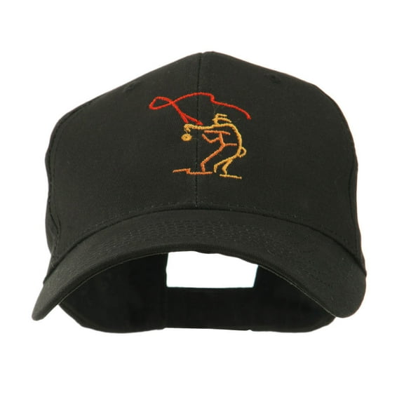 Fly Fishing Man Outline Embroidered Cap - Black OSFM
