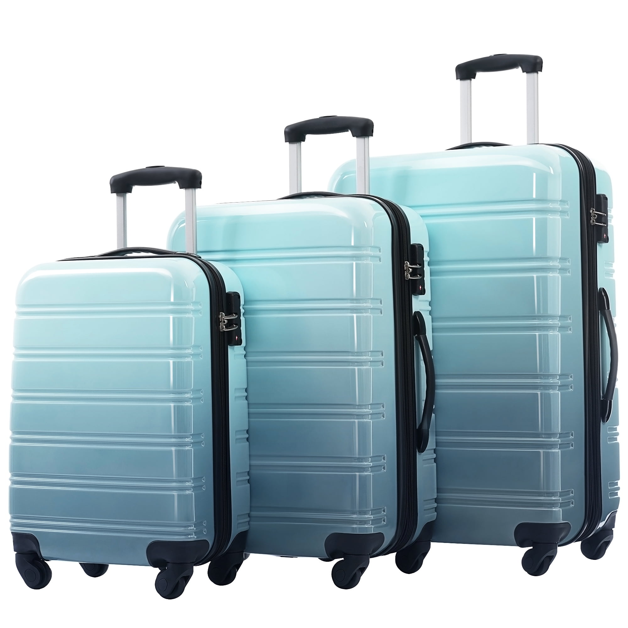 EUROCO 3-Piece Luggage Sets(20", 24", 28"),Hardside Gradient Color Expandable Suitcase with TSA Lock and Spinner Wheels,Durable Travel Luggage,Blue Multi