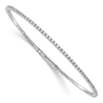Sterling Shimmer Sterling Silver Rhodium-plated 1.7mm CZ 94 Stone 8 inch Flexible Bangle Bracelet
