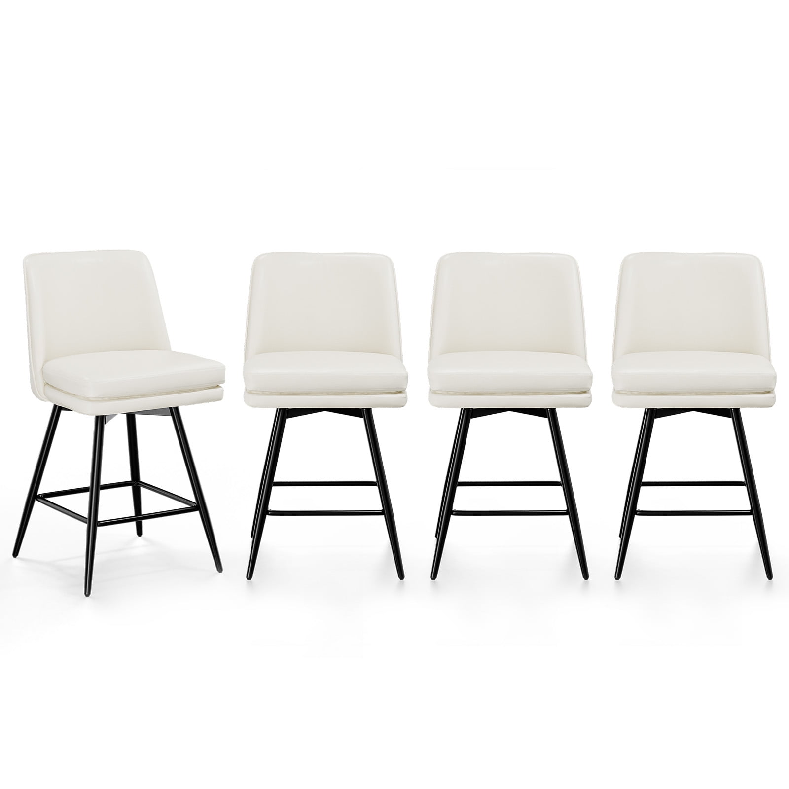 Zimtown Modern Bar Stools Set of 2, Swivel Barstool Counter Height Bar Chair, Kitchen Island Barstool 2 Pack, Off-White