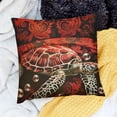 thumbnail image 2 of Sea Turtle Duvet Cover Set Full Size,Red Ocean Tortoise Animal Print Comforter Cover withPillowcases,Abstract Circle Geometric Painting Breathable Bedspread for Boys Teens, 2 of 5